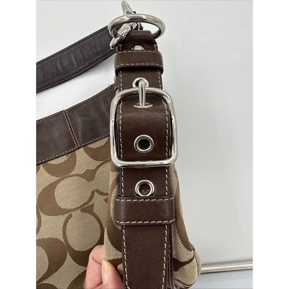 Coach Vintage 2009 Zoe Signature Brown Canvas/Leather Trim Buckle Hobo bag - Picture 13 of 14